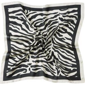 Women Zebra Stripe Headscarf Satin Bandana Pattern Polyester Breathable Scarves